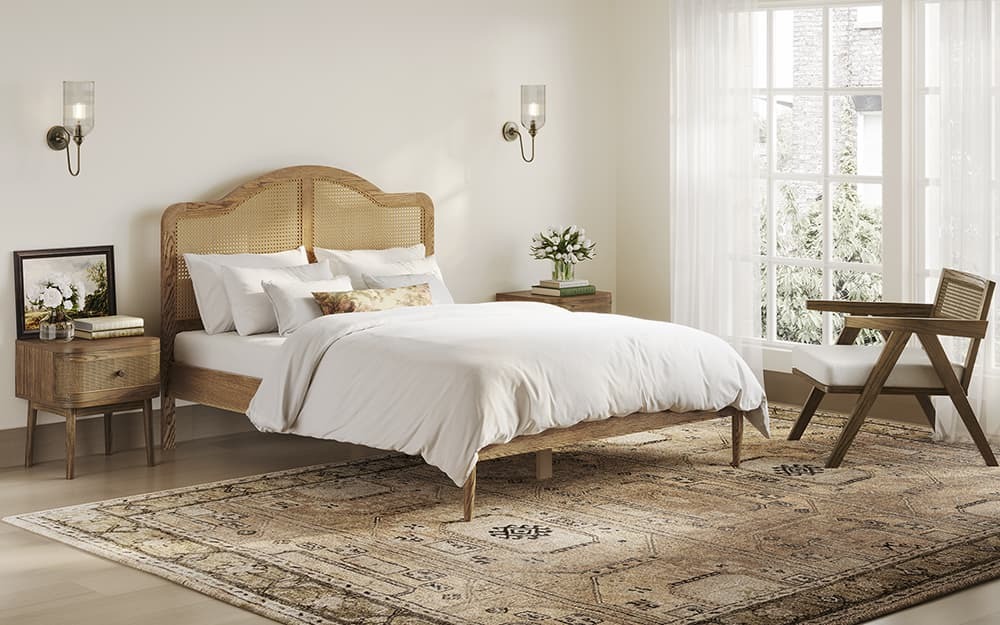 LPD Claude Wooden Rattan Bed Frame, King Size