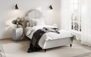 LPD Monterey Fabric Bed Frame, Single, Pinstripe Grey