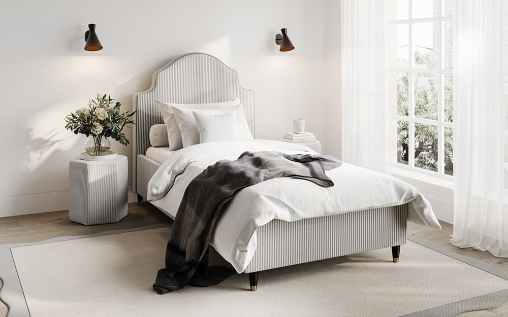 LPD Monterey Fabric Bed Frame, Single, Pinstripe Grey