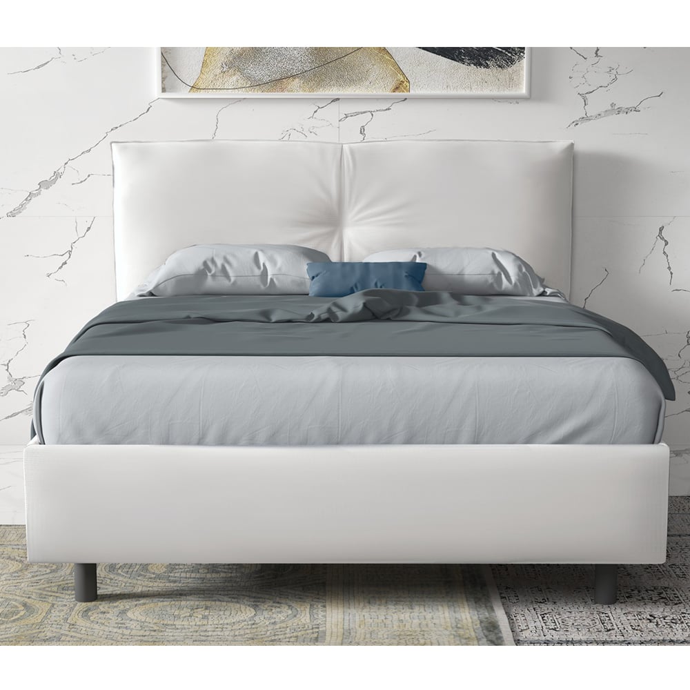 Malvern Leather King Size Bed In White