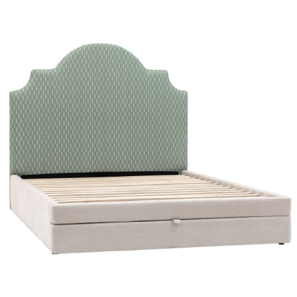 Wabash Fabric King Size Bed With 2 Drawers In Taupe
