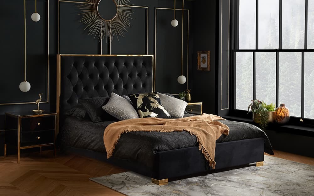 Birlea Chelsea Fabric Bed Frame, King Size, Black