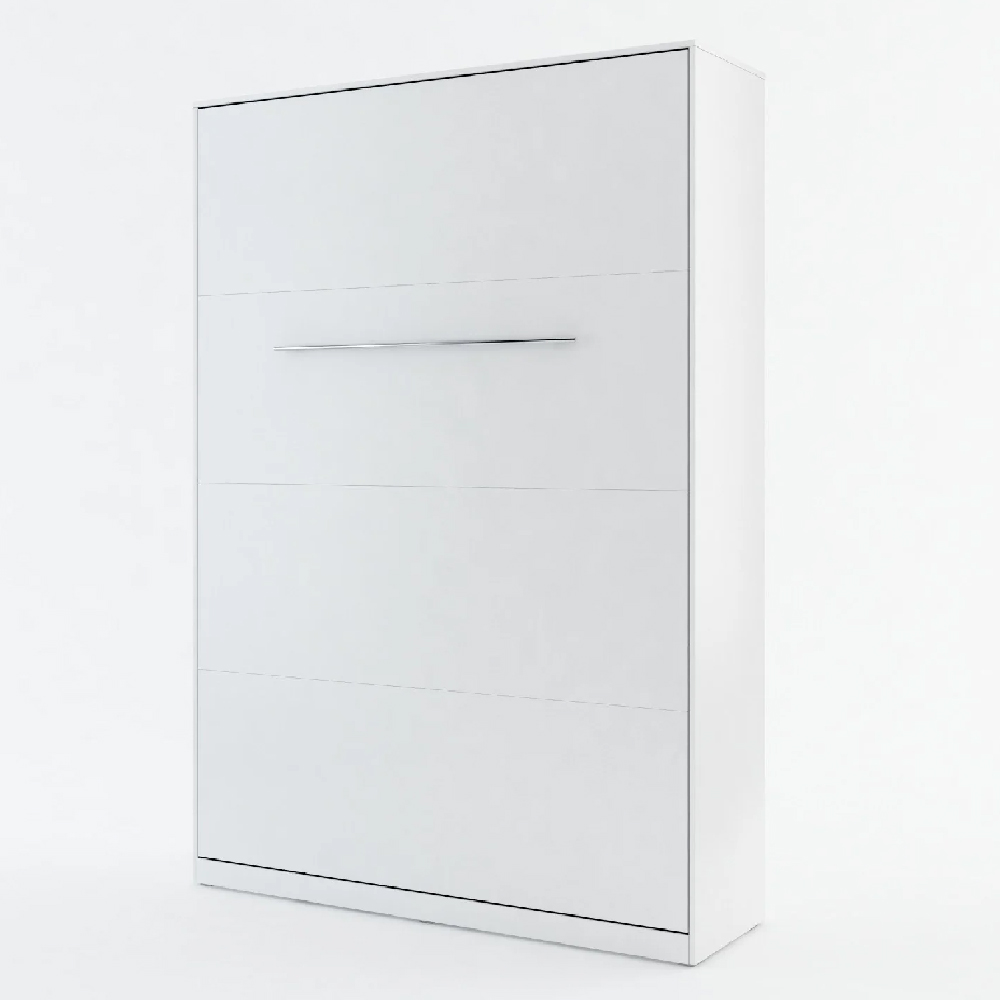 Cadott Wooden Vertical Wall Double Bed In Matt White