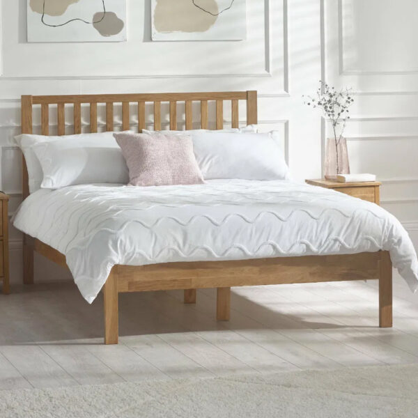 Calliope Wooden Double Bed In Oak
