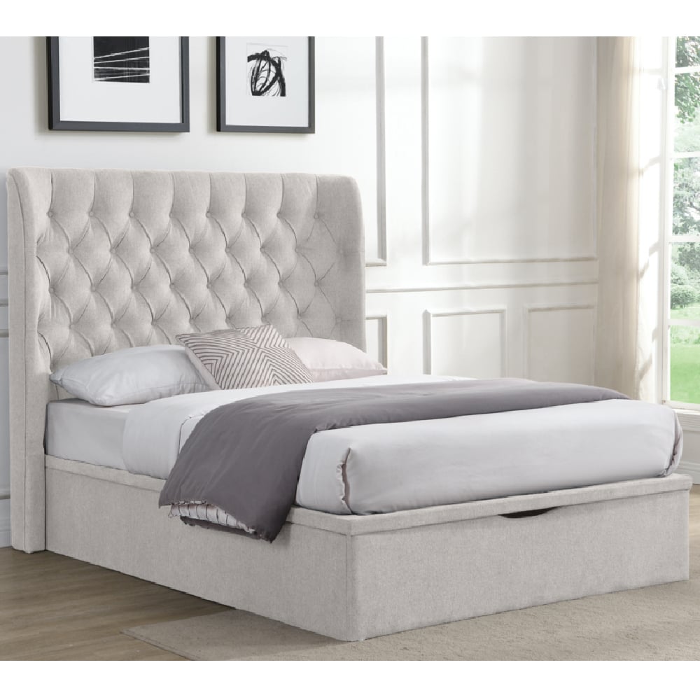 Colusa Fabric Ottoman Storage King Bed In Beige