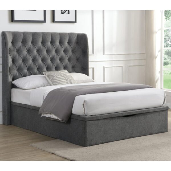 Colusa Fabric Ottoman Storage King Bed In Grey