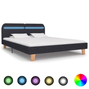 Alpharetta Fabric King Size Bed In Dark Grey With LED