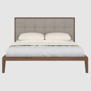 Calhoun Wooden Super King Size Bed With Fabric Headboard In Walnut