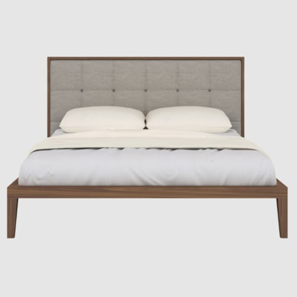 Calhoun Wooden Super King Size Bed With Fabric Headboard In Walnut
