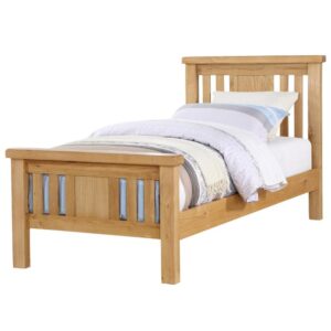 Heaton Wooden High End Single Bed In Oak