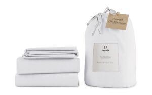 Panda Bamboo and French Linen Bedding Set, Double, Himalayan Pink