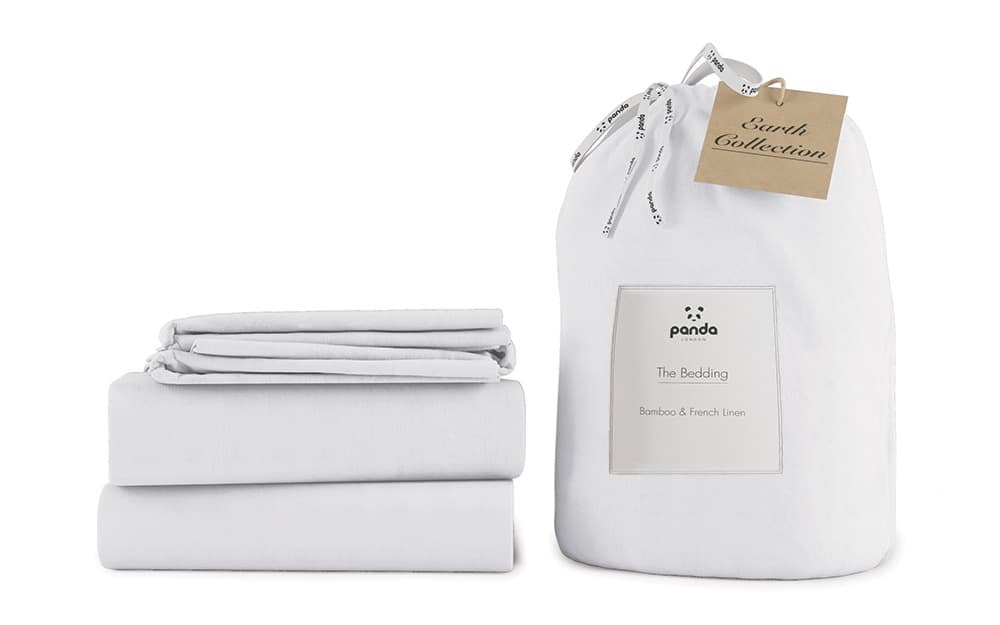 Panda Bamboo and French Linen Bedding Set, Double, Midnight Navy